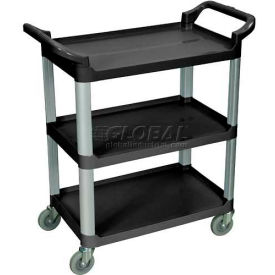 Luxor Corp SC12-B Luxor Service Cart w/3 Shelves, 200 lb. Capacity, 33-1/2"L x 16-3/4"W x 36-3/4"H, Black image.