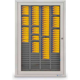 United Visual Products UV4221 Aluminum Badge & Time Card Cabinet, 120 Slots, 22"W x 3-1/4"D x 35"H, Satin  image.