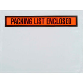 Laddawn Products Co 3880 Panel Face Envelopes, "Packing List Enclosed" Print, 7"L x 5-1/2"W, Orange, 1000/Pack image.