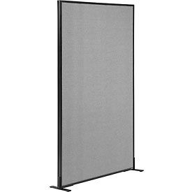 Global Industrial 238636FGY Interion® Freestanding Office Partition Panel, 36-1/4"W x 72"H, Gray image.