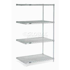 Global Industrial 189530 Nexel® 4 Shelf, Stainless Steel Wire Shelving Unit, Add On, 48"W x 18"D x 86"H image.