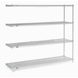 Global Industrial 189531 Nexel® 4 Shelf, Stainless Steel Wire Shelving Unit, Add On, 54"W x 18"D x 86"H image.