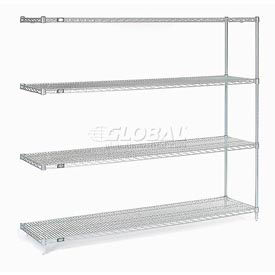 Global Industrial 189533 Nexel® 4 Shelf, Stainless Steel Wire Shelving Unit, Add On, 72"W x 18"D x 86"H image.