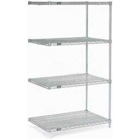 Global Industrial 189535 Nexel® 4 Shelf, Stainless Steel Wire Shelving Unit, Add On, 48"W x 24"D x 86"H image.