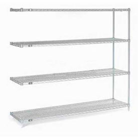 Global Industrial 189536 Nexel® 4 Shelf, Stainless Steel Wire Shelving Unit, Add On, 60"W x 24"D x 86"H image.
