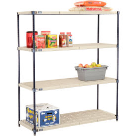 Global Industrial 331485N Nexel® Nexelite® 4 Shelf, Vented Plastic Mat Shelving Unit, Starter, 54"W x 21"D x 63"H image.