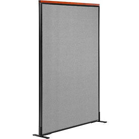 Global Industrial 694847FGY Interion® Deluxe Freestanding Office Partition Panel, 36-1/4"W x 61-1/2"H, Gray image.