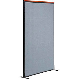 Global Industrial 694849FBL Interion® Deluxe Freestanding Office Partition Panel, 36-1/4"W x 73-1/2"H, Blue image.