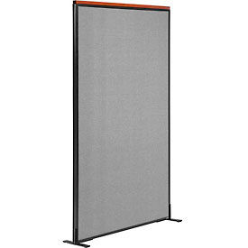 Global Industrial 694849FGY Interion® Deluxe Freestanding Office Partition Panel, 36-1/4"W x 73-1/2"H, Gray image.