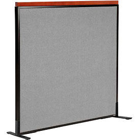 Global Industrial 694851FGY Interion® Deluxe Freestanding Office Partition Panel, 48-1/4"W x 43-1/2"H, Gray image.