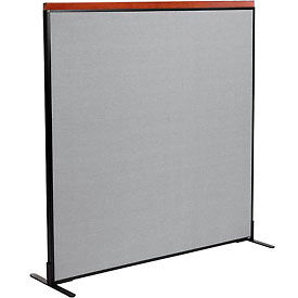 Global Industrial 694850FGY Interion® Deluxe Freestanding Office Partition Panel, 60-1/4"W x 61-1/2"H, Gray image.