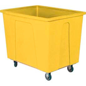 Wesco® Plastic Box Truck 4 Bushel Yellow 272507 5"" Casters