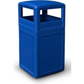 PolyTec™  Square Waste Container with Dome Lid Blue 42-Gallon