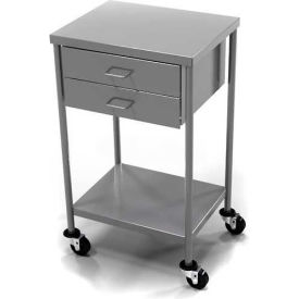 Aero Manufacturing Co. CSD-2-1620 AERO Stainless Steel Anesthesia Utility Table with 2 Drawers & Flat Top Shelf image.