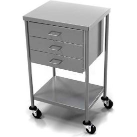 Aero Manufacturing Co. CSD-3-1620 AERO Stainless Steel Anesthesia Utility Table with 3 Drawers & Flat Top Shelf image.