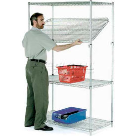 Global Industrial 798259 Nexel® 4 Shelf, Poly-Z-Brite® Quick Adjust Wire Shelving Unit, Starter, 72"W x 24"D x 63"H image.