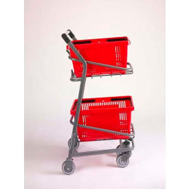 Versacart Systems, Inc. 101-006-BLK VersaCart ® EZcart Basket Cart for (2) 28 Gallon Plastic Shopping Baskets, Black image.