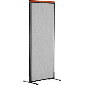 Global Industrial 694653FGY Interion® Deluxe Freestanding Office Partition Panel, 24-1/4"W x 61-1/2"H, Gray image.