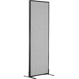 Global Industrial 694657FGY Interion® Freestanding Office Partition Panel, 24-1/4"W x 72"H, Gray image.