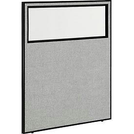 Global Industrial 694660WGY Interion® Office Partition Panel with Partial Window, 48-1/4"W x 60"H, Gray image.