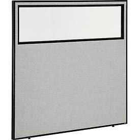Global Industrial 694661WGY Interion® Office Partition Panel with Partial Window, 60-1/4"W x 60"H, Gray image.