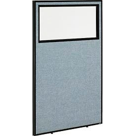 Global Industrial 694659WBL Interion® Office Partition Panel with Partial Window, 36-1/4"W x 60"H, Blue image.