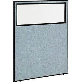 Global Industrial 694660WBL Interion® Office Partition Panel with Partial Window, 48-1/4"W x 60"H, Blue image.