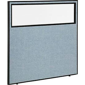 Global Industrial 694661WBL Interion® Office Partition Panel with Partial Window, 60-1/4"W x 60"H, Blue image.