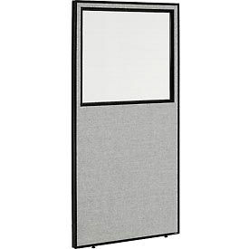 Global Industrial 694663WGY Interion® Office Partition Panel with Partial Window, 36-1/4"W x 72"H, Gray image.