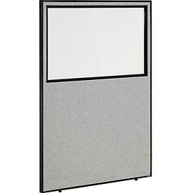 Global Industrial 694664WGY Interion® Office Partition Panel with Partial Window, 48-1/4"W x 72"H, Gray image.