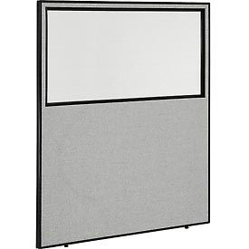 Global Industrial 694665WGY Interion® Office Partition Panel with Partial Window, 60-1/4"W x 72"H, Gray image.