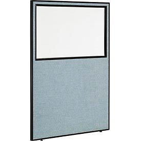 Global Industrial 694664WBL Interion® Office Partition Panel with Partial Window, 48-1/4"W x 72"H, Blue image.