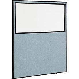 Global Industrial 694665WBL Interion® Office Partition Panel with Partial Window, 60-1/4"W x 72"H, Blue image.