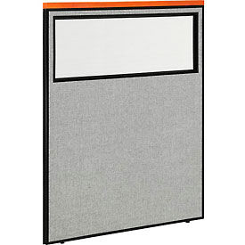 Global Industrial 694668WGY Interion® Deluxe Office Partition Panel with Partial Window, 48-1/4"W x 61-1/2"H, Gray image.