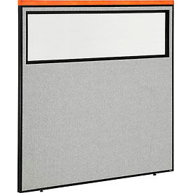 Global Industrial 694669WGY Interion® Deluxe Office Partition Panel with Partial Window, 60-1/4"W x 61-1/2"H, Gray image.