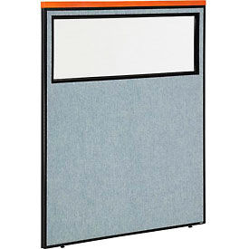 Global Industrial 694668WBL Interion® Deluxe Office Partition Panel with Partial Window, 48-1/4"W x 61-1/2"H, Blue image.