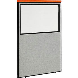 Global Industrial 694672WGY Interion® Deluxe Office Partition Panel with Partial Window, 48-1/4"W x 73-1/2"H, Gray image.
