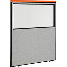 Global Industrial 694673WGY Interion® Deluxe Office Partition Panel with Partial Window, 60-1/4"W x 73-1/2"H, Gray image.