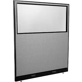 Global Industrial 694709WEGY Interion® Electric Office Partition Panel with Partial Window, 60-1/4"W x 64"H, Gray image.