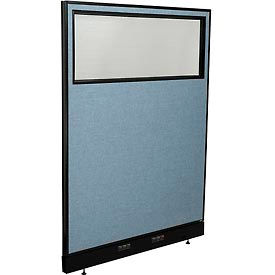 Global Industrial 694708WEBL Interion® Electric Office Partition Panel with Partial Window, 48-1/4"W x 64"H, Blue image.