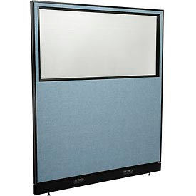 Global Industrial 694709WEBL Interion® Electric Office Partition Panel with Partial Window, 60-1/4"W x 64"H, Blue image.