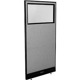 Global Industrial 694711WEGY Interion® Electric Office Partition Panel with Partial Window, 36-1/4"W x 76"H, Gray image.