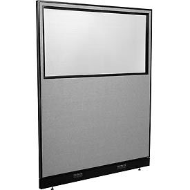 Global Industrial 694713WEGY Interion® Electric Office Partition Panel with Partial Window, 60-1/4"W x 76"H, Gray image.