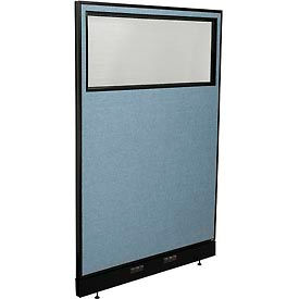 Global Industrial 694712WEBL Interion® Electric Office Partition Panel with Partial Window, 48-1/4"W x 76"H, Blue image.