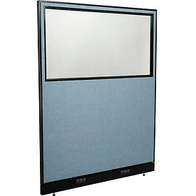 Global Industrial 694713WEBL Interion® Electric Office Partition Panel with Partial Window, 60-1/4"W x 76"H, Blue image.