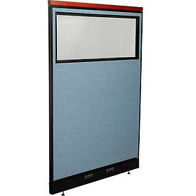 Global Industrial 694720WEBL Interion® Deluxe Electric Office Partition Panel with Partial Window, 48-1/4"W x 77-1/2"H, Blue image.