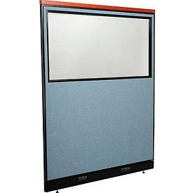 Global Industrial 694721WEBL Interion® Deluxe Electric Office Partition Panel with Partial Window, 60-1/4"W x 77-1/2"H, Blue image.