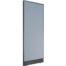Global Industrial 277661NBL Interion® Non-Electric Office Partition Panel with Raceway, 24-1/4"W x 64"H, Blue image.
