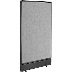 Global Industrial 277660NGY Interion® Non-Electric Office Partition Panel with Raceway, 24-1/4"W x 46"H, Gray image.