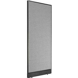 Global Industrial 277661NGY Interion® Non-Electric Office Partition Panel with Raceway, 24-1/4"W x 64"H, Gray image.
